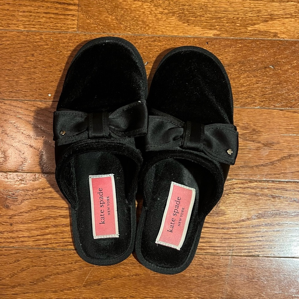 Kate spade black velvet slippers
